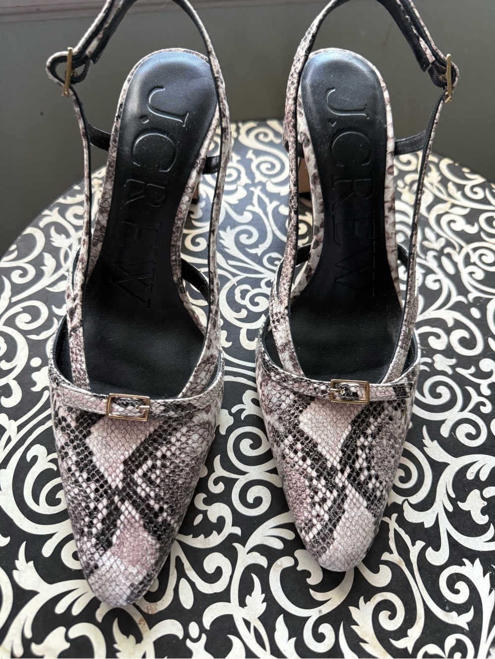 J. Crew Women's Snake-Print Slingback Pumps in Neutral Snake